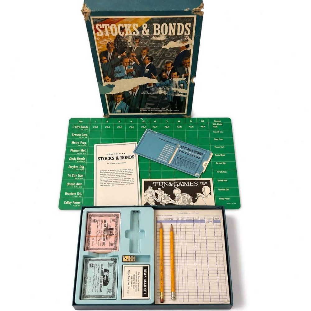 Vintage 1964 3M Bookshelf Game Stocks & Bonds Investment Strategy Board Game